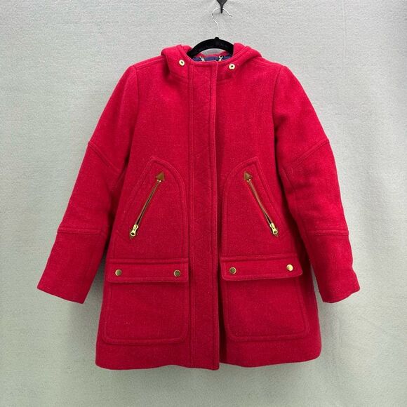 J. Crew Womens Fuschia Chateau Parka Italian Stadium Cloth Wool City Coat Size 4 - Picture 1 of 16